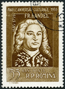 ROMANIA - 1959: shows George Frideric Handel (1685-1759), series Portraits