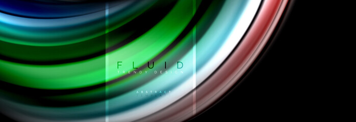 Fluid colors abstract background colorful poster, twisted liquid design on black, colorful marble or plastic wave texture backdrop, multicolored template for business or technology presentation or web