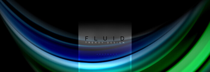 Fluid colors abstract background colorful poster, twisted liquid design on black, colorful marble or plastic wave texture backdrop, multicolored template for business or technology presentation or web