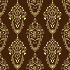 Seamless decorative flower pattern in ethnic oriental indian style. Template for wallpaper, upholstery and wrapping paper.
