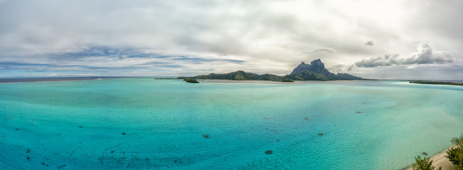 Bora Bora island french polynesia lagoon aerial view