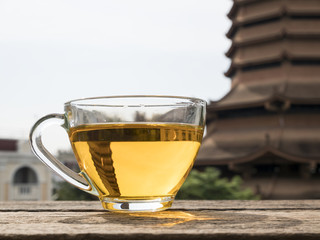 cup of tea on woodden floor