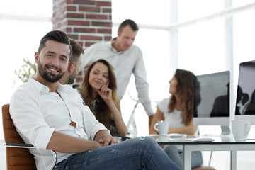 Fototapeta premium businessman and his creative team working