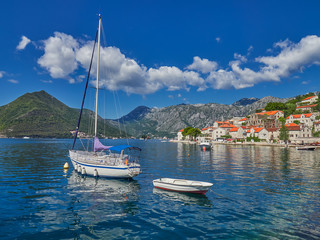 Fototapeta na wymiar Old city of Perast and Bay of Kotor, Montenegro 
