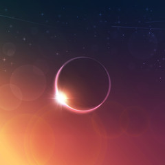 Vector design of space with shiny planet and stars