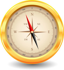 Vector icon of a stylish gold compass