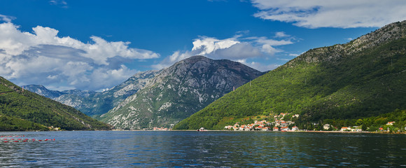 Landscape of Kotor bay in Montenegro. Mountain, sea, nature
