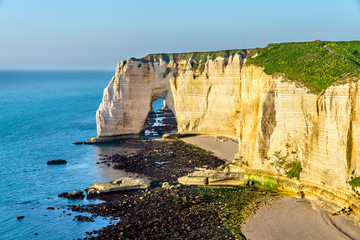 Natural chalk arch at Etretat, France