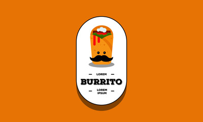 Burrito Badge and Sticker Vector Illustration in Flat Style Line Art