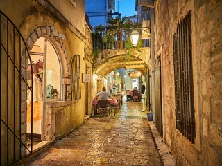Gordijnen Streets of Budva Old Town Center in Budva, Montenegro © thecriss