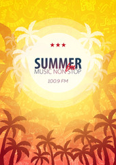 Fototapeta na wymiar Beautiful flyer for summer party. Radio Music. Vector illustration. Invitation to nightclub.