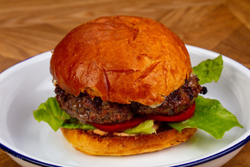 Homemae burger with beef
