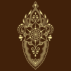 Mehndi flower pattern for Henna drawing and tattoo. Decoration in ethnic oriental, Indian style.