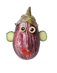 Funny eggplant face made on isolated background © serg78
