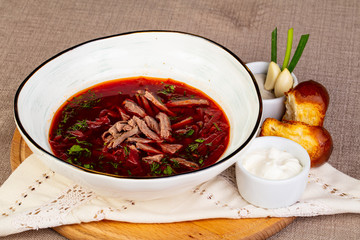 Traditional Borsch with meat