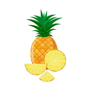 Colorful pineapple icon with sliced pineapple on a white background