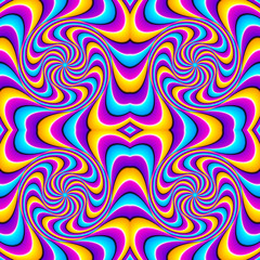 Colorful spin illusion. Seamless pattern.