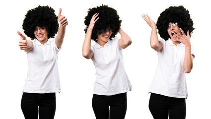 Set of Happy Young afro girl