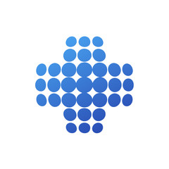 Logotipo sanidad global con cruz en circulos azul