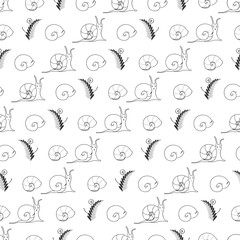 Cheerful children's pattern Charming snails handmade The idea of packaging, textiles, tiles, wallpaper