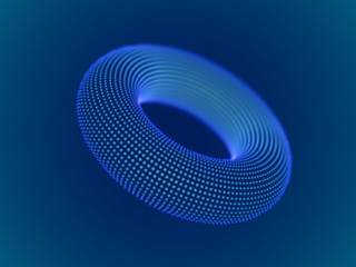 Cyber space concept: 3d digital torus consisting of glowing particles. Cyber security, big data, data storage visual concept. EPS 10, vector illustration.