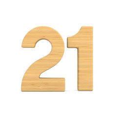 Number twenty one on white background. Isolated 3D illustration