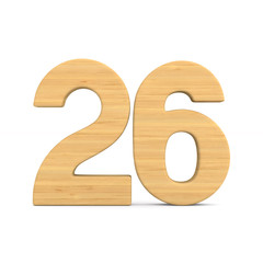 Number twenty six on white background. Isolated 3D illustration