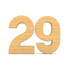 Number twenty nine on white background. Isolated 3D illustration