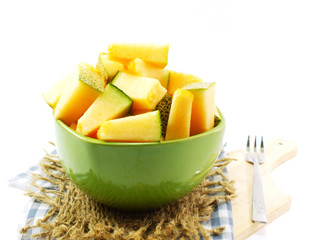 cantaloupe melon on white background