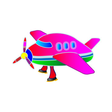 Childrens application, illustration the pink plane. Toy and mock up. Vector