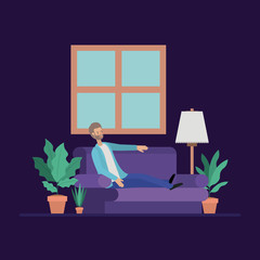 young man relaxing on the livingroom