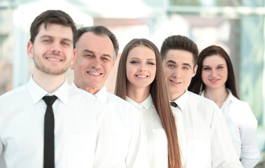 close up. confident business team on blurred background office