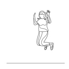 isolated, sketch of a girl jumping