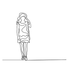 isolated, sketch a girl is coming