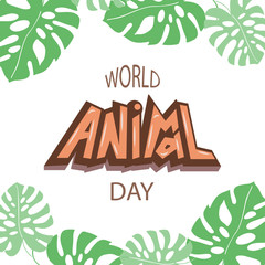 World animal day typography lettering poster.