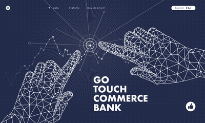 Touch the future analytics. Innovations systems commerce thinking and development technologies in automatics business systems. computers construction of analytical graphics. Future style.