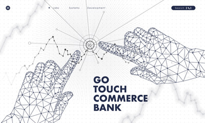 Touch the future analytics. Innovations systems commerce thinking and development technologies in automatics business systems. computers construction of analytical graphics. Future style.