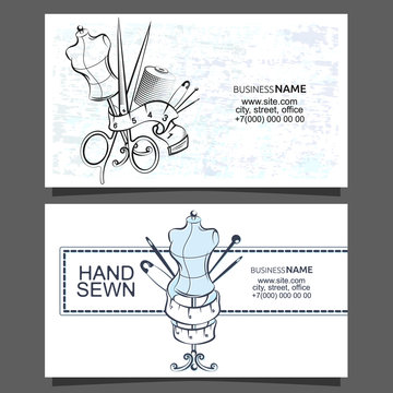 Sewing and cutting of business cards