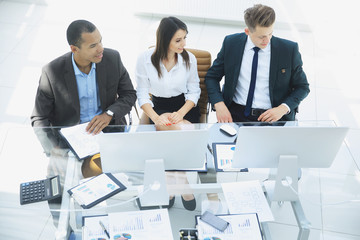 professional business team sitting at Desk in the office