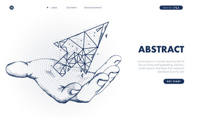 Touch the future arows analytics. Innovations robot systems hand and protection  technologies in innovations systems. lock computers construction of analytical graphics. Future style.