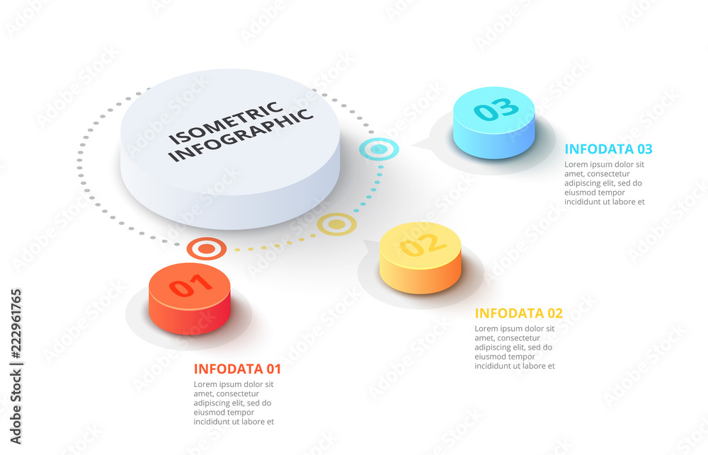 Poster Vector 3d gradient cylinders. Business template for presentation. Creative concept for isometric infographic with 3 steps, options, parts or processes.