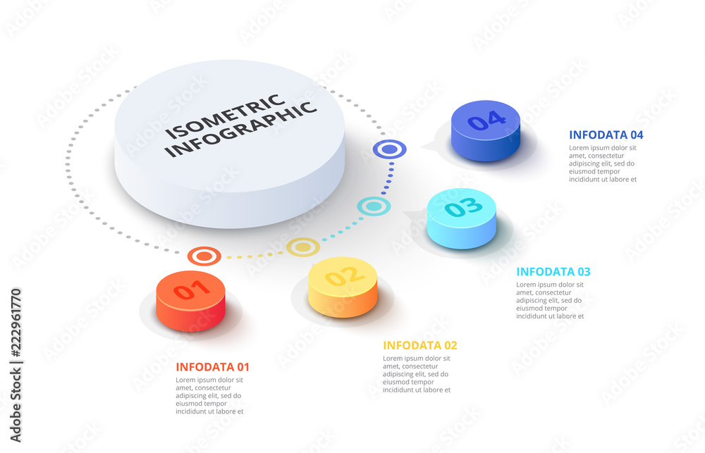 Poster vector 3d gradient cylinders. business template for presentation. creative concept for isometric inf