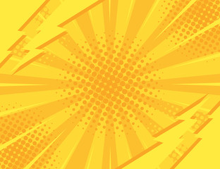 Fototapeta premium Yellow Retro vintage style background with sun rays and lightning. Vector illustration