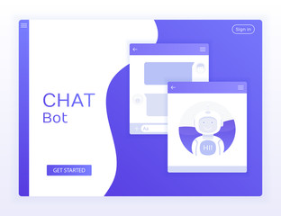 Chat Interface Application with Dialogue window. Concept website. Clean UI Design Concept. Sms Messenger. Modern vector illustration