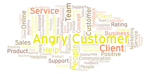 Angry Customer word cloud.