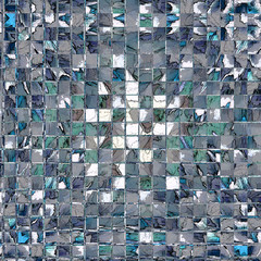 Obraz premium blue and white mosaic of squares elements with teal rays