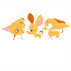 Set of illustrations in a vector, three drawings of pets, popularity