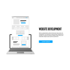 Website development concept. Landing page business template. Landing page draft with call to action button. Vector illustration