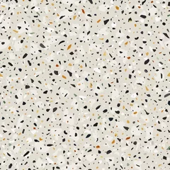 Gordijnen Terrazzo flooring vector seamless pattern in light warm colors with accents. Classic italian type of floor in Venetian style composed of natural stone, granite, quartz, marble, glass and concrete © lalaverock