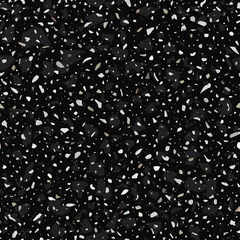 Acrylglas küchenrückwand Terrazzo flooring vector seamless pattern in dark colors with accents. Classic italian type of floor in Venetian style composed of natural stone, granite, quartz, marble, glass and concrete © lalaverock